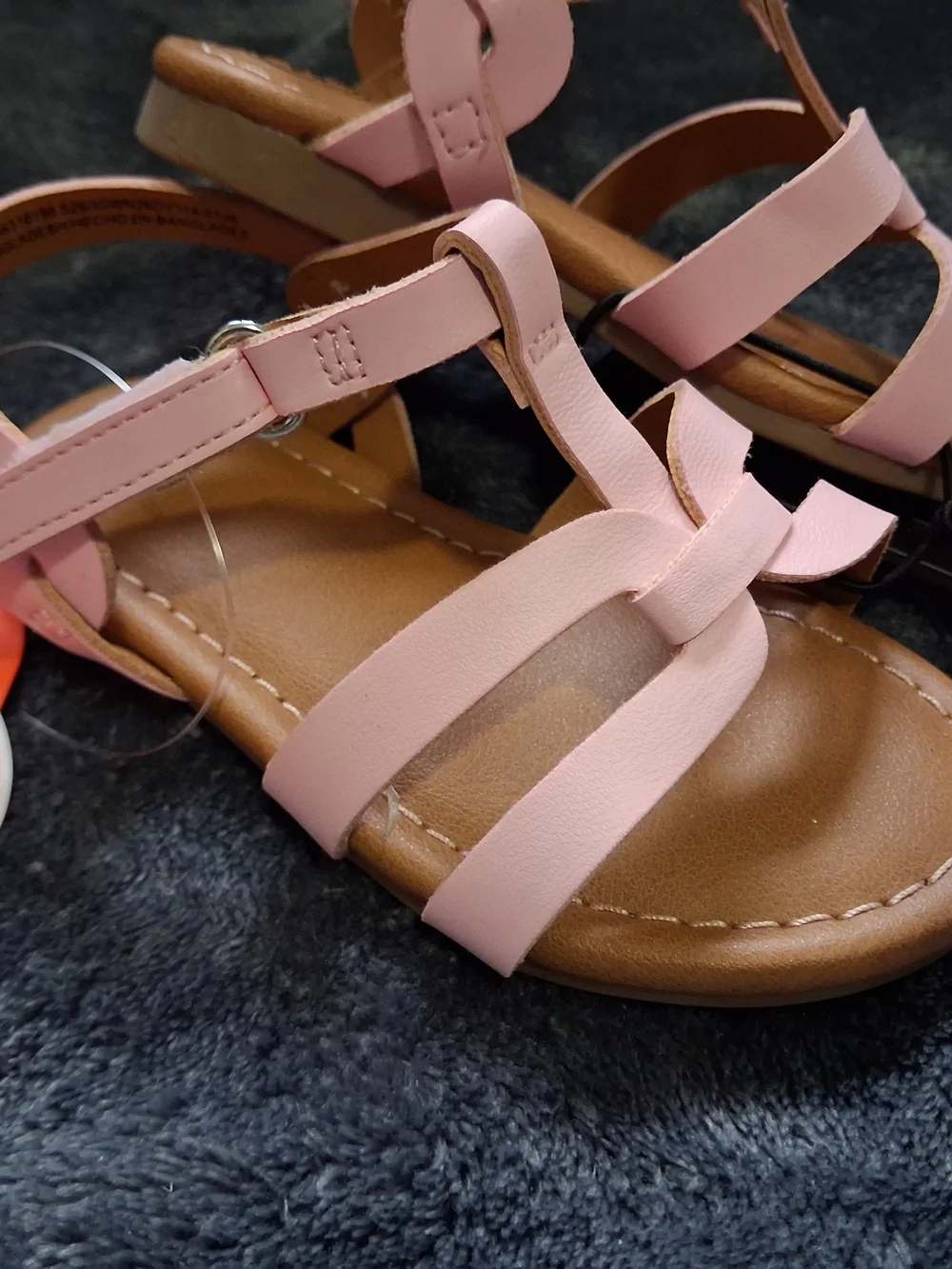 NWT Wonder Nation Light Pink Strappy Sandals Hook & Loop Closure Girls Size 5